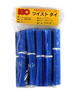 ペット・タイ メタリックブルー色 4mm×10cm 1000本× 50袋(１カートン)