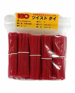 ポリ・タイ 赤色 4mm×12cm 1000本× 50袋(１カートン)