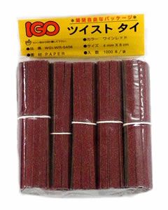 紙・タイ ワインレッド色 4mm×10cm 1000本 １袋