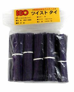 紙・タイ 紫色 4mm×8cm 1000本× 50袋(１カートン)