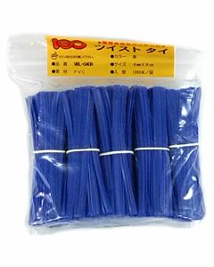 ビニール・タイ 青色 4mm×10cm 1000本× 50袋(１カートン)