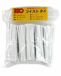 ビニール・タイ 白色 4mm×8cm 1000本 １袋