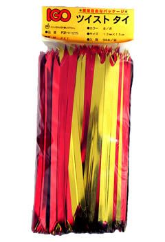 ペット・タイ Vカット  金/赤色 12mm×15cm 500本 1袋