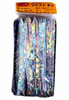 ペット・タイ Vカット  ホログラム色 12mm×15cm 500本 × 20袋(１カートン)