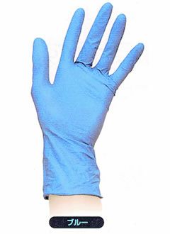 ニトリルシルクゴム手袋　パウダー無ブルーカラー　サイズM　１００枚入り１箱